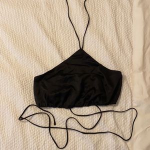 Women’s Dynamite black satin crop top